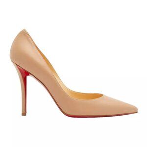NEW CHRISTIAN LOUBOUTIN 'Apostrophy' Leather Pointed Red-Sole Pumps size 38.5